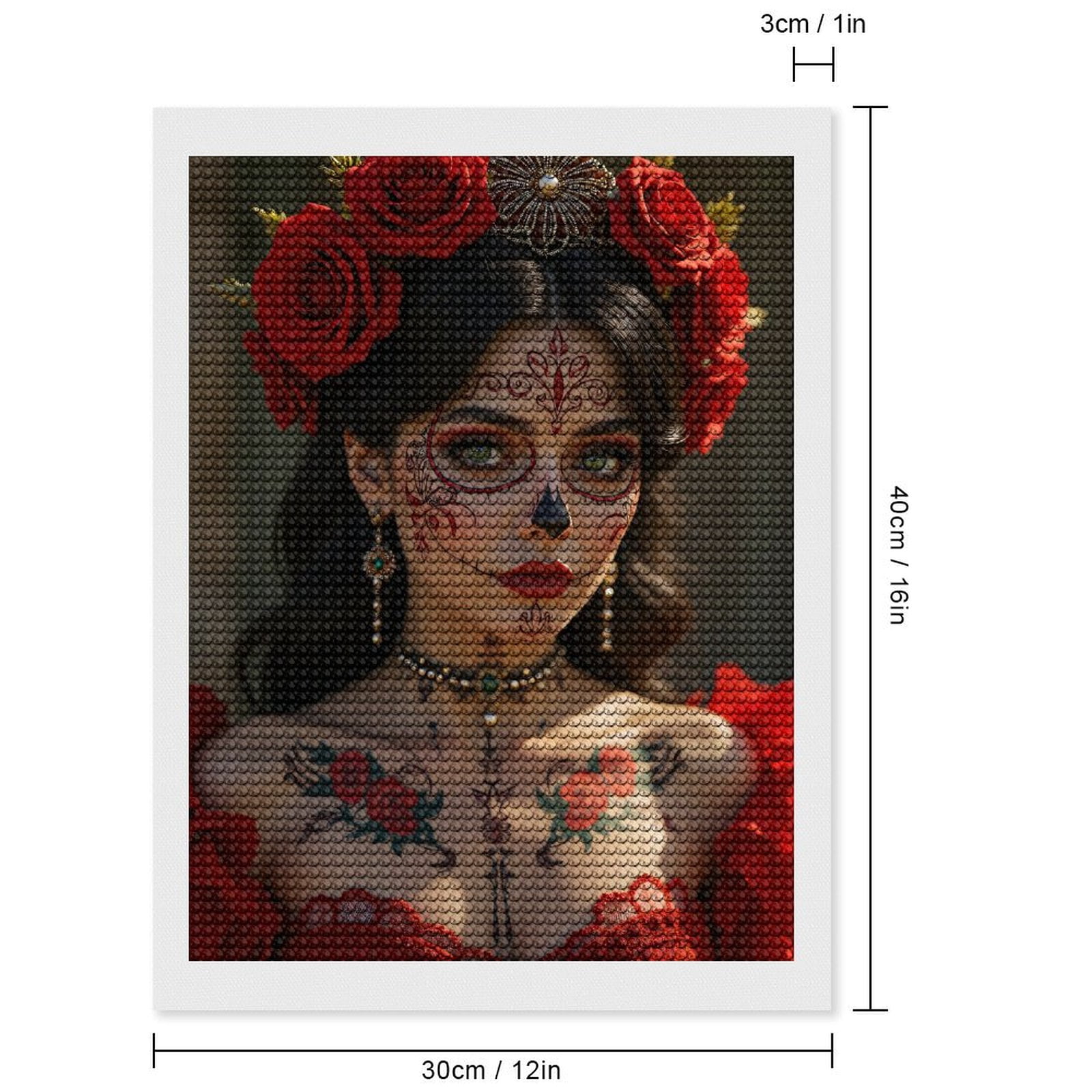 Diamond Art Kits for Adults, Red Roses Face Art Beauty Dress 5D Diamond Painting Kits for Adults Beginners, DIY Full Drill Diamond Painting, Gem Art and Crafts 12x16