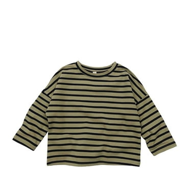 RUTAYY Children'S T-Shirts Unisex Striped Casual Top Fun & Vibrant Designs, Black, 12-18 Months