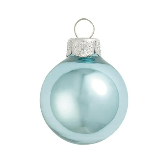 Whitehurst Shiny Glass Christmas Ball Ornaments - 3.25" (80mm) - Baby Blue - 8ct