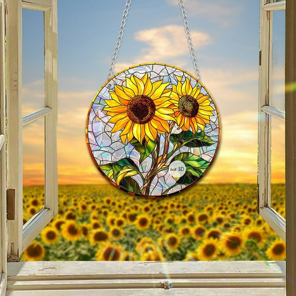 cpengpj 2D Flat Sunflower Window Clings Fall Glass Window Decorations Holiday Birthday Bedroom Nursery Living Room Decor Home Kitchen Office Fridge Decorations Kids DIY Supply