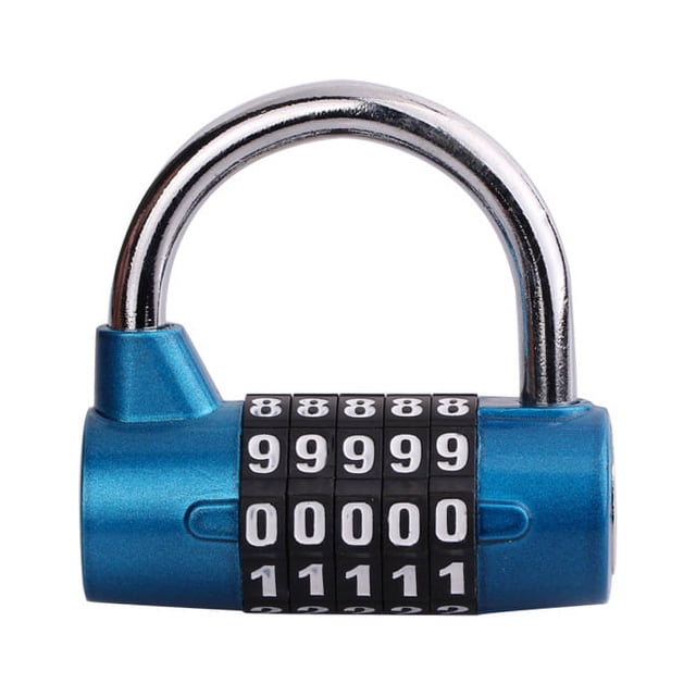 Blue 5 Digit Combination Padlock (1 Pack) - Resettable Heavy Duty Waterproof Indoor/outdoor Lock For Gym, Work & School