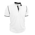 thumbnail image 5 of XUNKUSGA Henley Shirts for Men Casual Lightweight Short Sleeve Going Out Tops Classic Crewneck Buttons Pullover Top Cotton Slim Fit Mens T-Shirts,3XL,White, 5 of 7