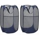 thumbnail image 1 of Cesto para la ropa sucia [paquete de 2] Cesto para la ropa sucia plegable de malla emergente Bolsa para la ropa sucia Cesto para la ropa sucia plegable con asa, azul, 1 of 5