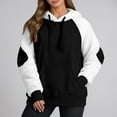 thumbnail image 2 of VNKIDY Women's Sweatshirt Fashion Color Block Oversized Thicken Windproof Hoodie Long Sleeve Loose Fit Pullover With Pockets For Autumn Winter Outdoor Wear Fashionable Tops, 2 of 5