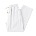 thumbnail image 6 of Jerdar Men's Linen Pants Elastic Waist Drawstring Multi Pockets Straight Leg Solid Color Lightweight Breathable Casual Summer Beach Vacation Trousers, 6 of 7