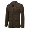 thumbnail image 6 of Men's Coats Men's Fashionable British Solid Color Corduroy Retro Casual Single Breasted Suit Top Brown 2XL, 6 of 9