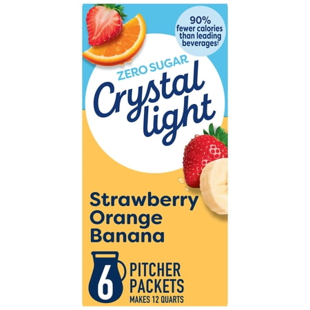 Crystal Light Drink Mix 6 Pitcher Packets for Flavorful Hydration and Shareable Refreshment Strawberry Orange Banana Artificial Flavor Zero Sugar Low Calorie 2.4 oz Crystal Light Drink Mix 6 Pitcher Packets for Flavorful Hydration and Shareable Refreshment Strawberry Orange Banana Artificial Flavor Zero Sugar Low Calorie 2.4 oz