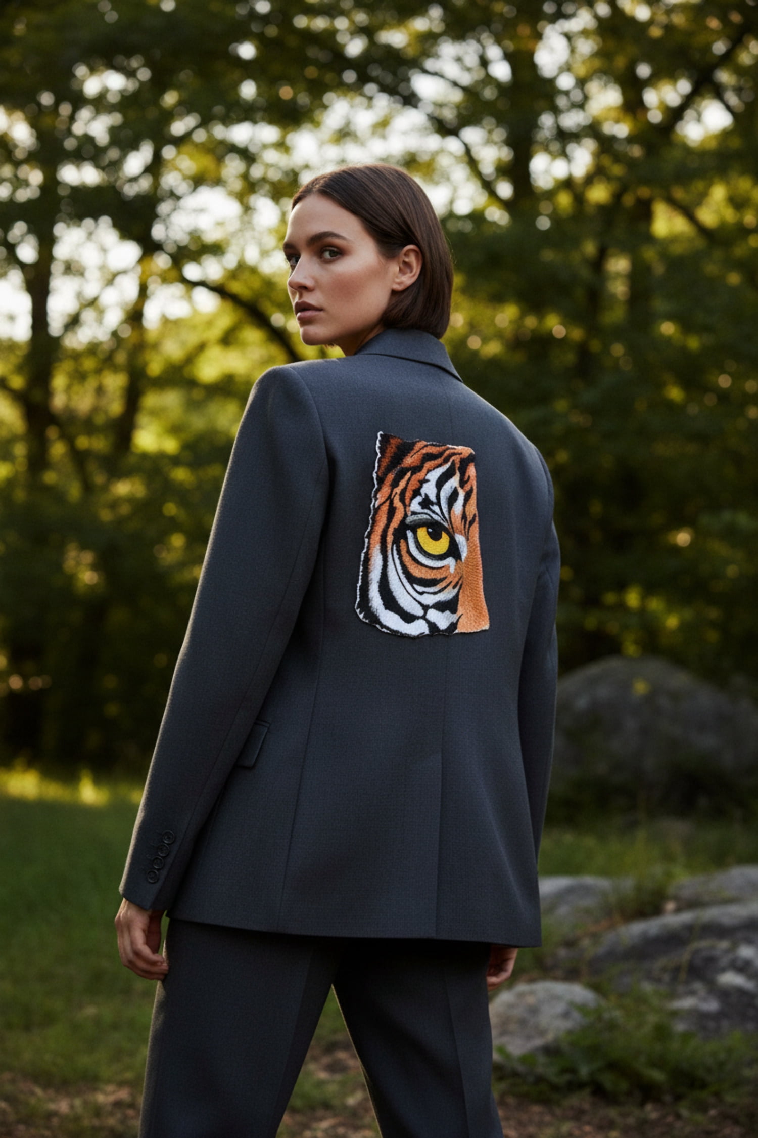 Custom and Unique Eye of Tiger Embroidered Iron on/Sew Patch [7"4.72"]