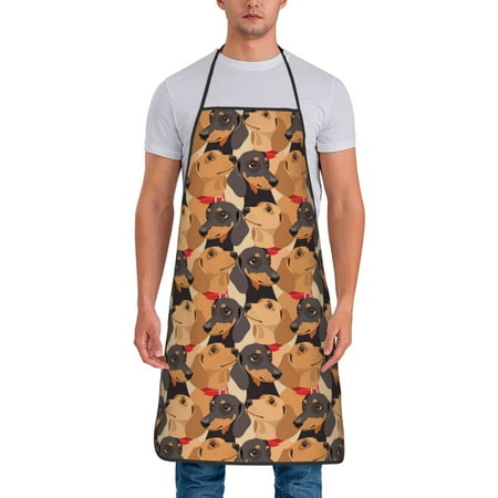 

Adjustable Bib Apron - Dog pattern Waterdrop Resistant Cooking Apron Kitchen Aprons for Men Women