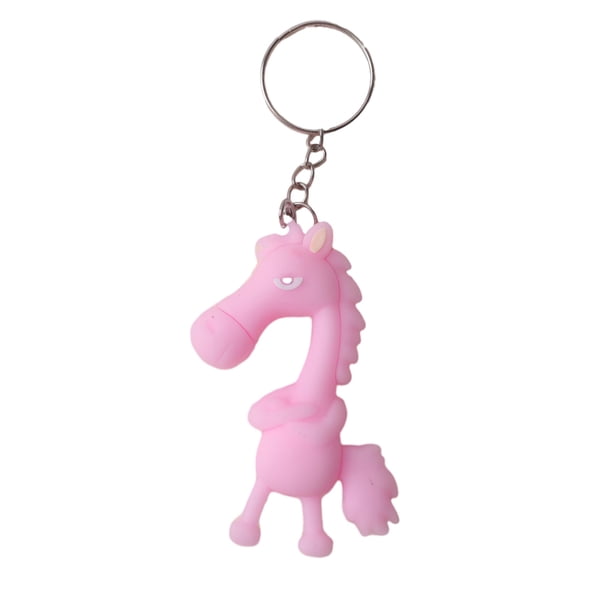 Llavero con colgante de caballo de dibujos animados en 3D, llavero con anilla de metal, accesorio multifuncional para regalo.