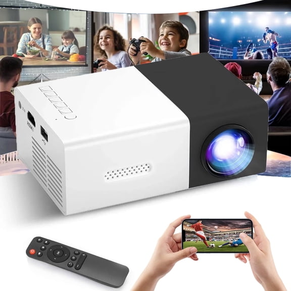 Mini Projector 1080P Portable Projector, Small Movie Proyector for Home Theater/Car Cinema, Support Audio/USB/AV/TF for PS4 Laptop TV