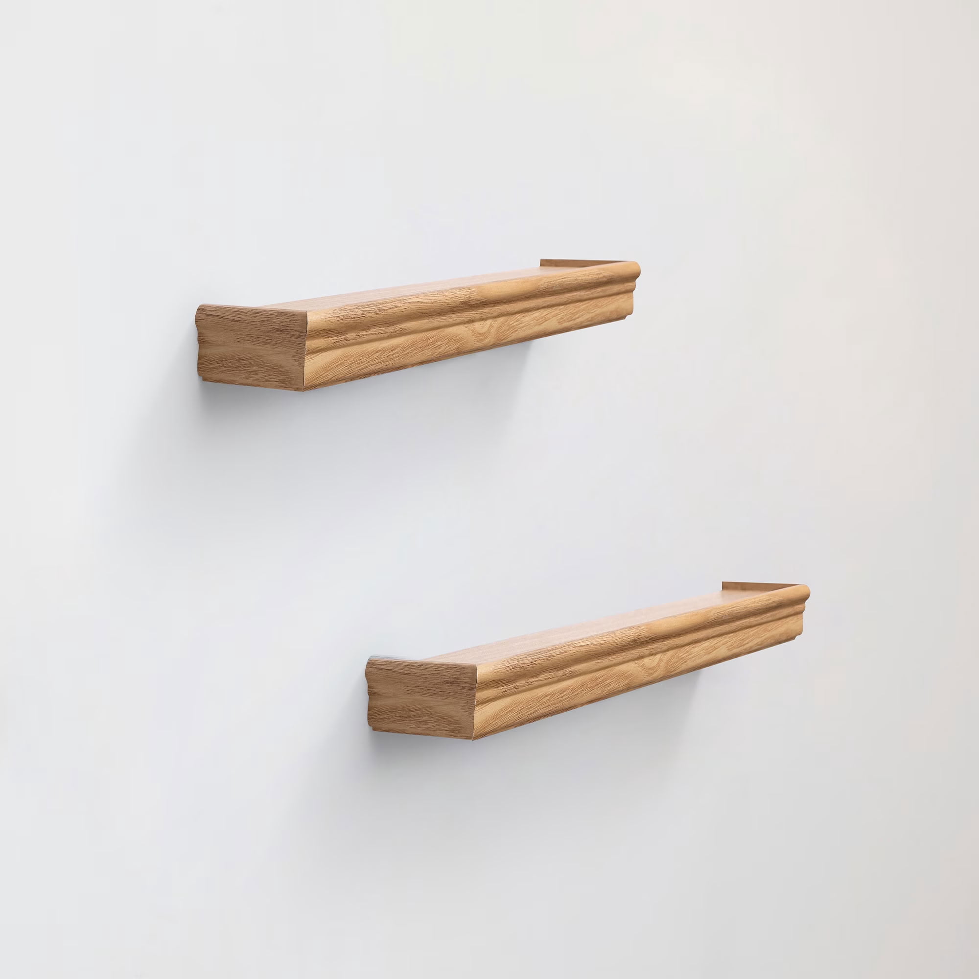 MAYEERTY 2-Piece Floating Wall Shelves, 18" Wood Wall Mounted Storage Ledges with Invisible, for Bedroom Bathroom Living Room Kitchen
