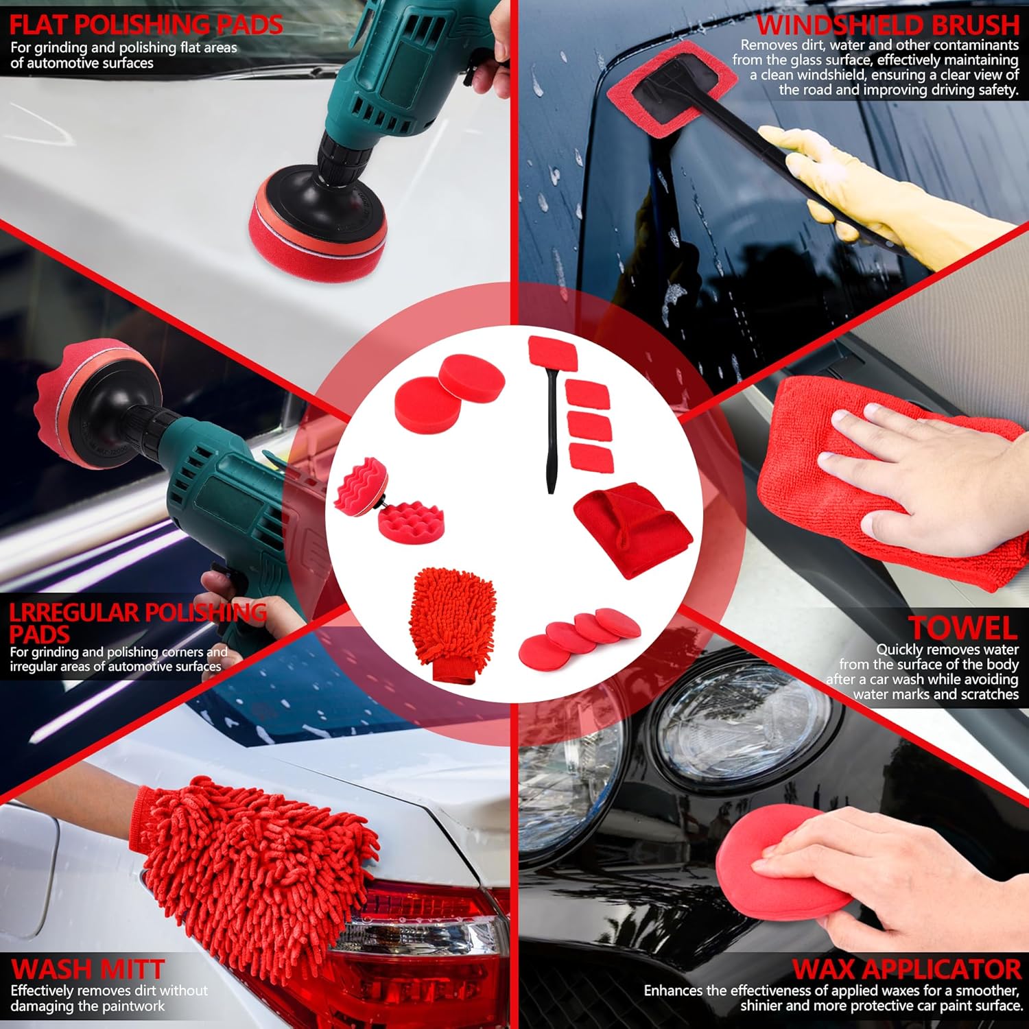 Maxxmarket 35 Piece Car Cleaning Kit with Detailing Brushes, Windshield Cleaner and Tool Box