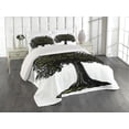 thumbnail image 2 of Ambesonne Tree of Life Quilted Coverlet 3 Pcs, Digital Fruit Tree, Queen Size, Brown Green, 2 of 4