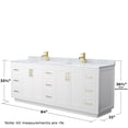 thumbnail image 5 of Wyndham Collection Miranda 84" Metal & Wood Double Bathroom Vanity in White/Gold, 5 of 6