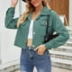 thumbnail image 2 of Chaqueta corta de manga larga de Color sólido de moda Sexy informal para mujer, camiseta de solapa de manga larga de pana Pompotops  FGAJ20843, 2 of 6