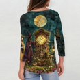 thumbnail image 6 of JoveMarine Halloween Shirts for Women, 3/4 Sleeve Crew Neck with Moon Bat Print, Loose Fit Fall Graphic Tee,Green S, 6 of 7