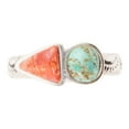 thumbnail image 3 of Blue Turquoise and Orange Coral Duo Sterling Silver Ring, 3 of 3