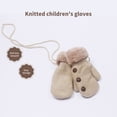 thumbnail image 4 of Kripyery 1 Pair Thickened Fleece Lining Winter Gloves with Anti-lost Rope Buttons Decor Solid Color Baby Knitting Mittens Costume Accessories, 4 of 8