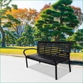 thumbnail image 5 of Patio Bench 45.7in WPC & Steel Outdoor Seating | Black | Slat Back, 5 of 8