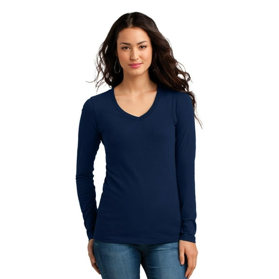 DT5201 District Ladies Tee Shirt Juniors The Concert Tee Long Sleeve V-Neck