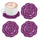 thumbnail image 1 of Paquete de 4 Posavasos de Ganchillo Hechos a Mano, Manteles Individuales Redondos de Algodón de 4 Pulgadas/10cm, Manteles de Encaje Vintage [Rojo Púrpura], 1 of 1