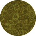 thumbnail image 1 of Ahgly Company Tapis Rond Lavable en Machine Intérieur Transitionnel Jaune Foncé Vert, 6 Pieds Rond, 1 of 7