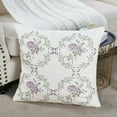 thumbnail image 4 of Home Soft Things Embroidery Canvas Throw Pillow Cover Pillow Case 2 Piece Set - Rose - Lilac - 20" x 20", 4 of 7