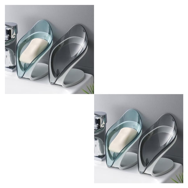 Bearachild Soporte en forma de hoja Herramienta de limpieza de esponja Soporte de escurridor Escurridor de esponja de cocina Bandeja para platos, azul azul 2piezas Bearachild CBP130670