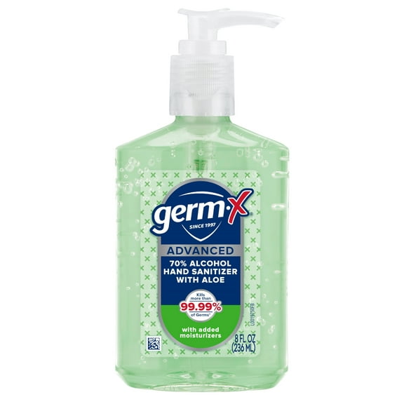Germ-X Advanced Gel Hand Sanitizer with Aloe with Pump, 8 fl oz