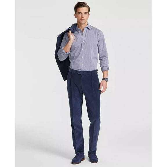 Tommy Hilfiger Mens Modern fit Corduroy Dress Pants 42 / 30 Blue Solid