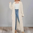 thumbnail image 2 of Essentials Women's Sweater Oversize Solid Cable Knitted Long Cardigan Elegant Open Front Knitted With Pocket Trendy Clothes 2025, 2 of 5