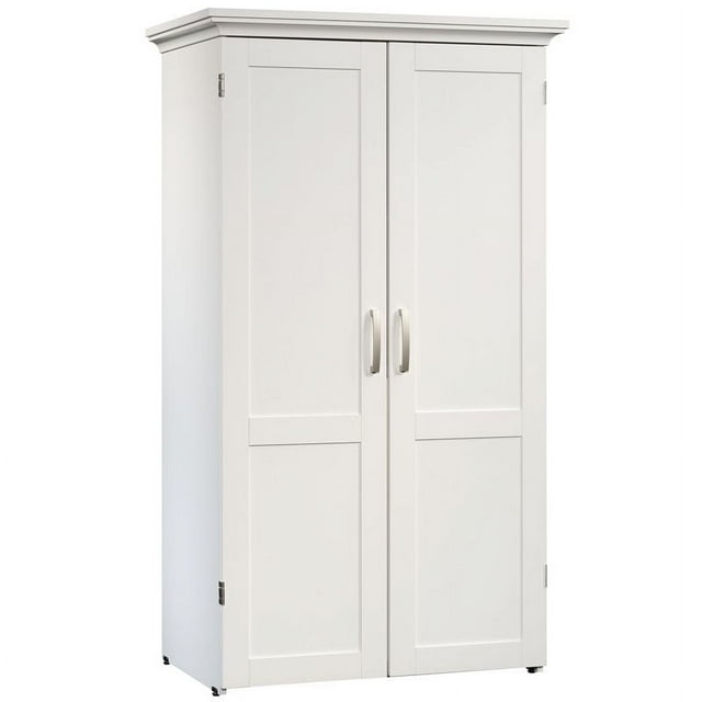Pemberly Row Modern Engineered Wood Multi-Purpose Storage Craft Armoire in White