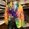 thumbnail image 2 of Men's Blazer Long Sleeve St Patricks Day Printed Button Lapel Collar Casual Lightweight Festival Jackets (S, Orange), 2 of 5