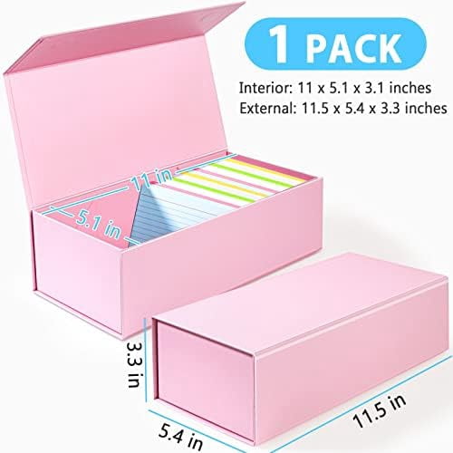 Quivanta 3x5 Index Card Holder Pink Card File Box Organizer, Hold 1200 3x5-Inch Flash Cards- 1 Pack Pink