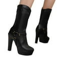 thumbnail image 4 of Mostsola Boots for Women Platform Heeled Mid Calf Punk Boots Pull on Wide Calf Tall Boots, 4 of 7