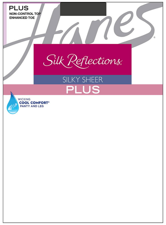 Hanes Silk Reflections Pantyhose with Enhanced Toe (Plus Size) Barely Black 2PLUS Women's