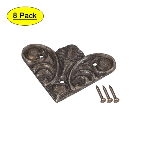 Uxcell Wooden Case Box Metal Retro Triangle Unisex Durable Corner Protector Bronze Tone 8pcs