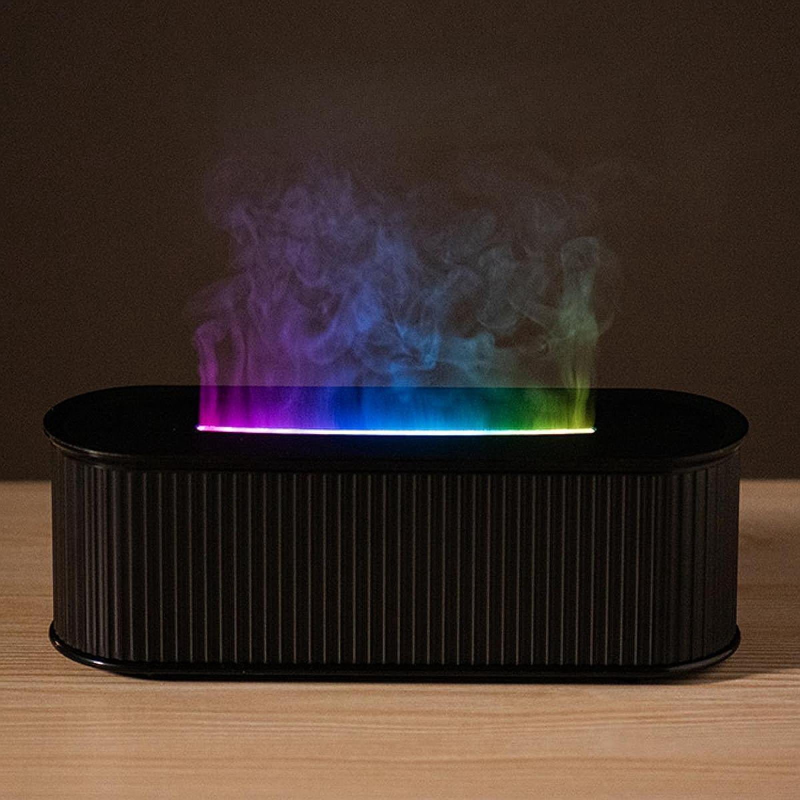 TISHITA 7 Colours Flame Essential Oil Humidifier Timing Function Portable for Bedroom Stylish Multifunctional Aroma Black