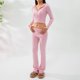 thumbnail image 4 of Blusas + Pantalones Largos Y2K Knit Crop Tops + Pantalones largos 2 piezas Mujer Cremallera Sport Fitness Outfit (Rosa S) Kuymtek para Mujer Rosa T M, 4 of 6