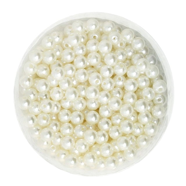 500 unids 6 mm redondo Plástico Sunnimix imitación perla espaciador perlas bricolaje arte blanco