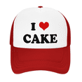 thumbnail image 2 of I Heart Cake Love Food Funny Trucker Hat Mesh Cap Unisex Red, 2 of 5