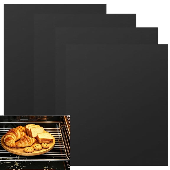 Oven Liners for Bottom of Oven,4 Pack Non-Stick Reusable Oven Mat for Electric, Gas, Toaster Ovens, Grills - Stove Floor Protector Liner to Keep Oven Clean (Black)