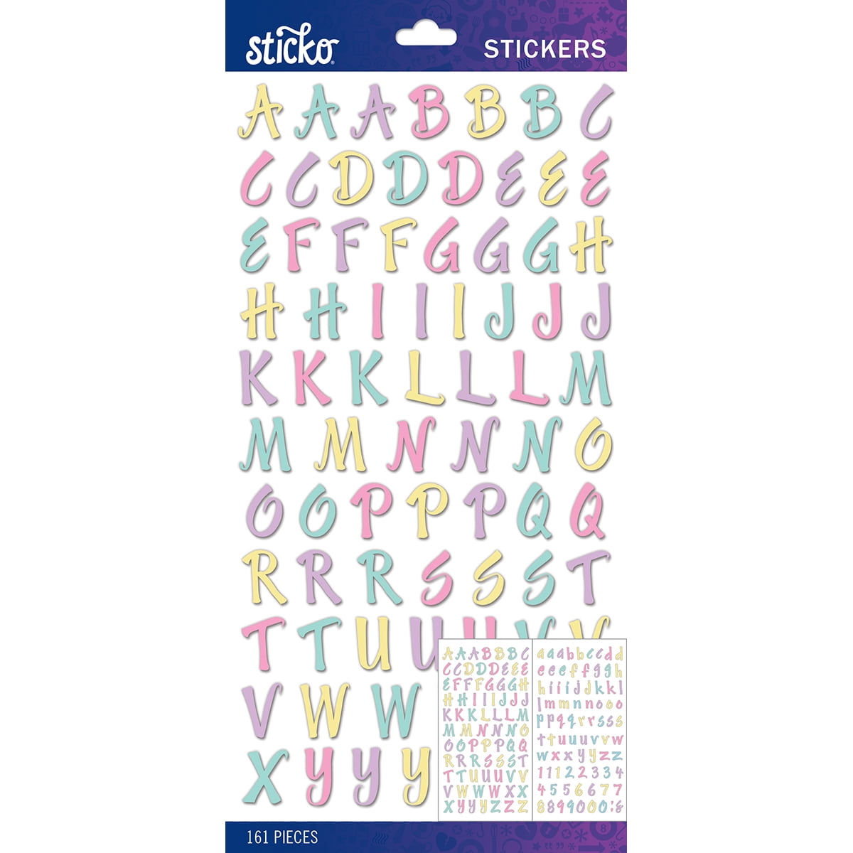 Sticko Alphabet StickersTrendy Pastel Brush Small, Pk 6, Sticko