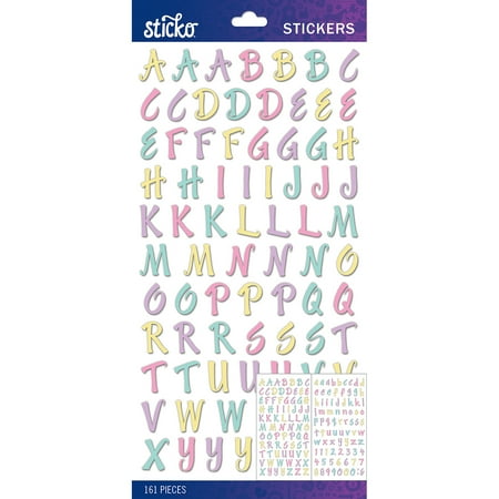 trendy stickers sticko alphabet pastel pk brush walmart