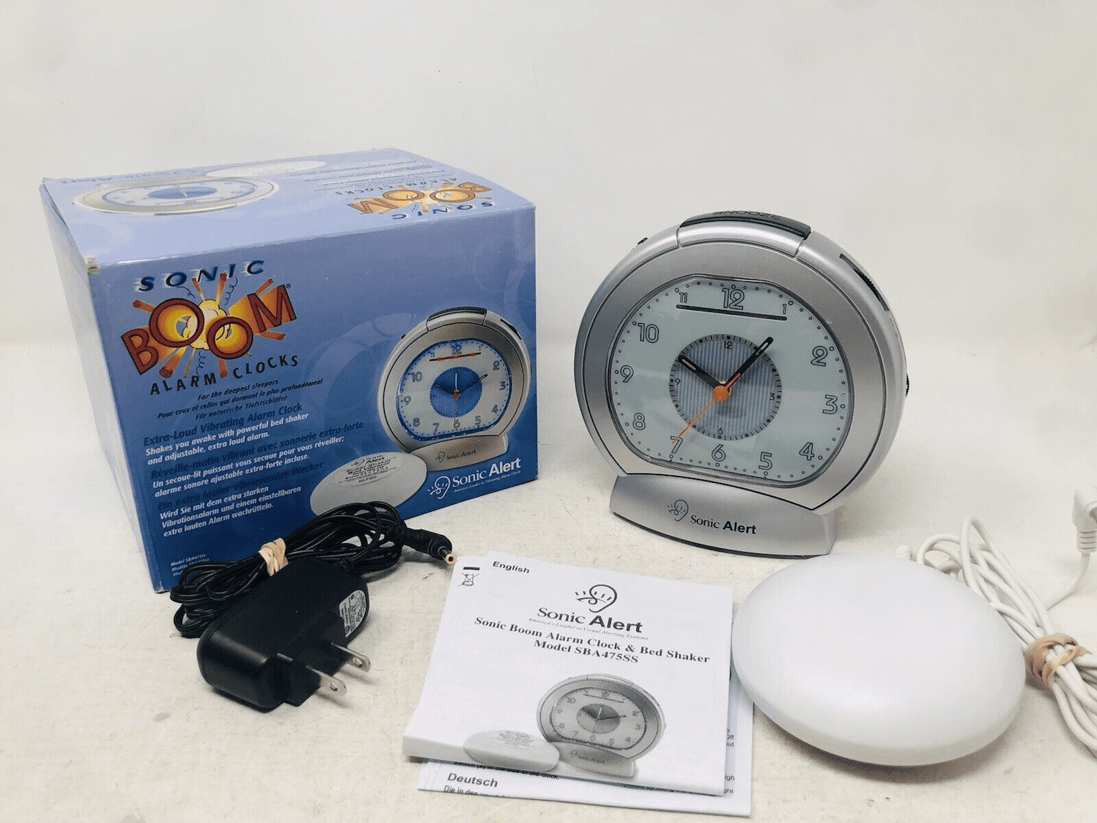 Sonic Alert Sonic Boom Analog Alarm Clock with White Bed Shaker