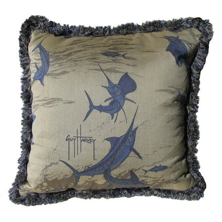 Guy Harvey Outdoor Marlin Beach Pillow With Fringe 18 In Guy Harvey Outdoor Marlin Beach Pillow With Fringe 18 In