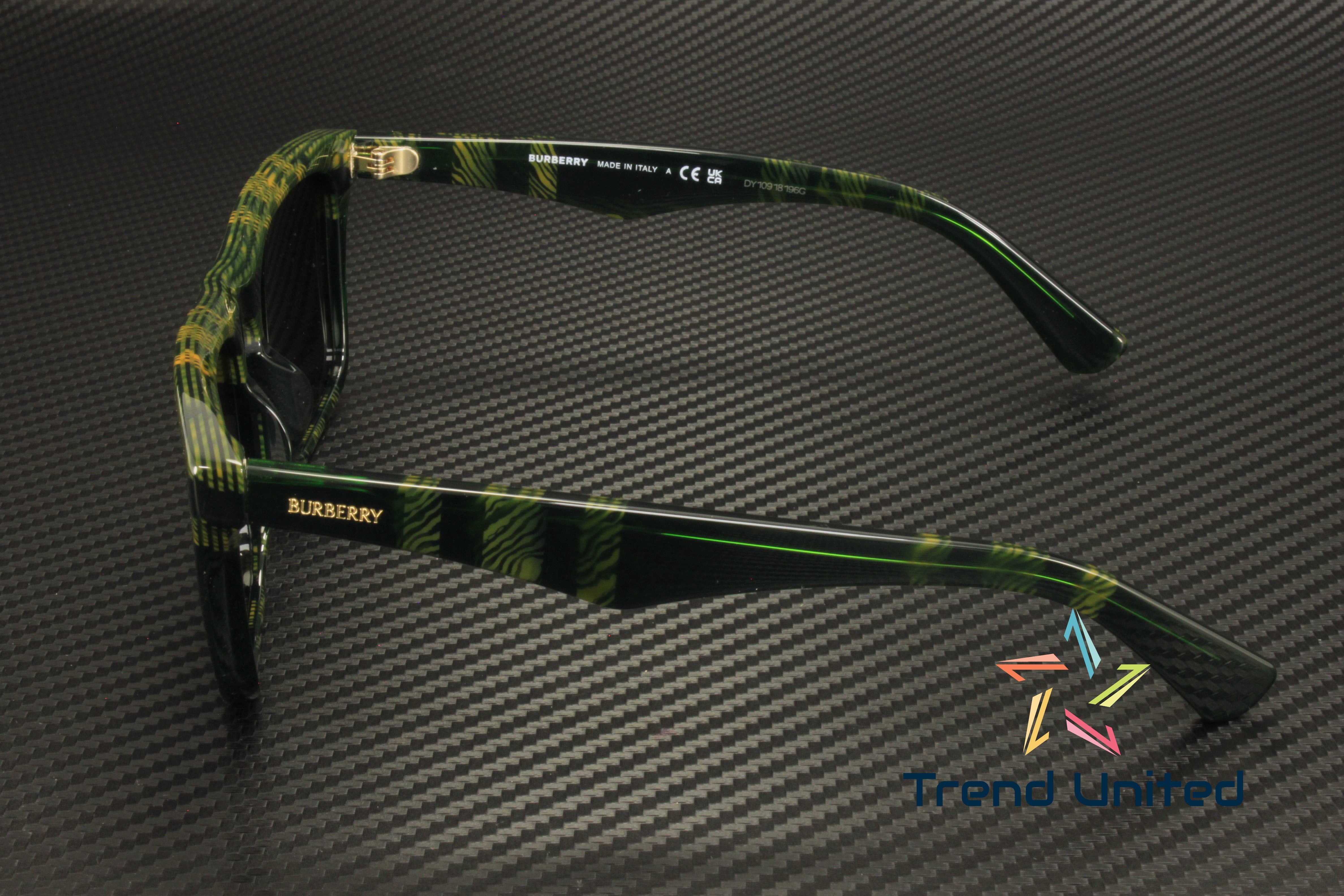 NWT Burberry BE4434 Check Green Rectangle 57mm Sunglasses Burberry BE4434 4146/73 Sunglasses - US main image 4