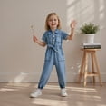 thumbnail image 2 of Ticikt Summer Toddler Girl Jumpsuit Shorts Little Girl Overalls Clothes Baby Jean Romper Jumpsuit One Piece Outfit,Color:Blue,12-18 Months, 2 of 8