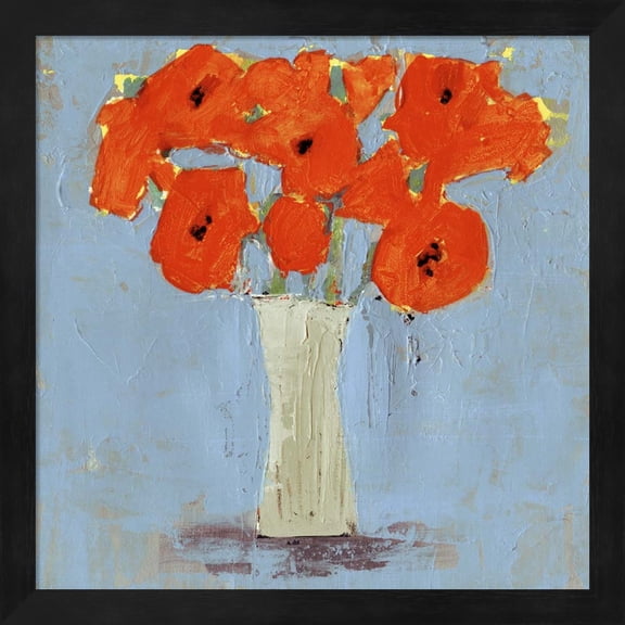 Orange Poppy Impression II by Victoria Borges, Framed Wall Art, 13.25W x 13.25H